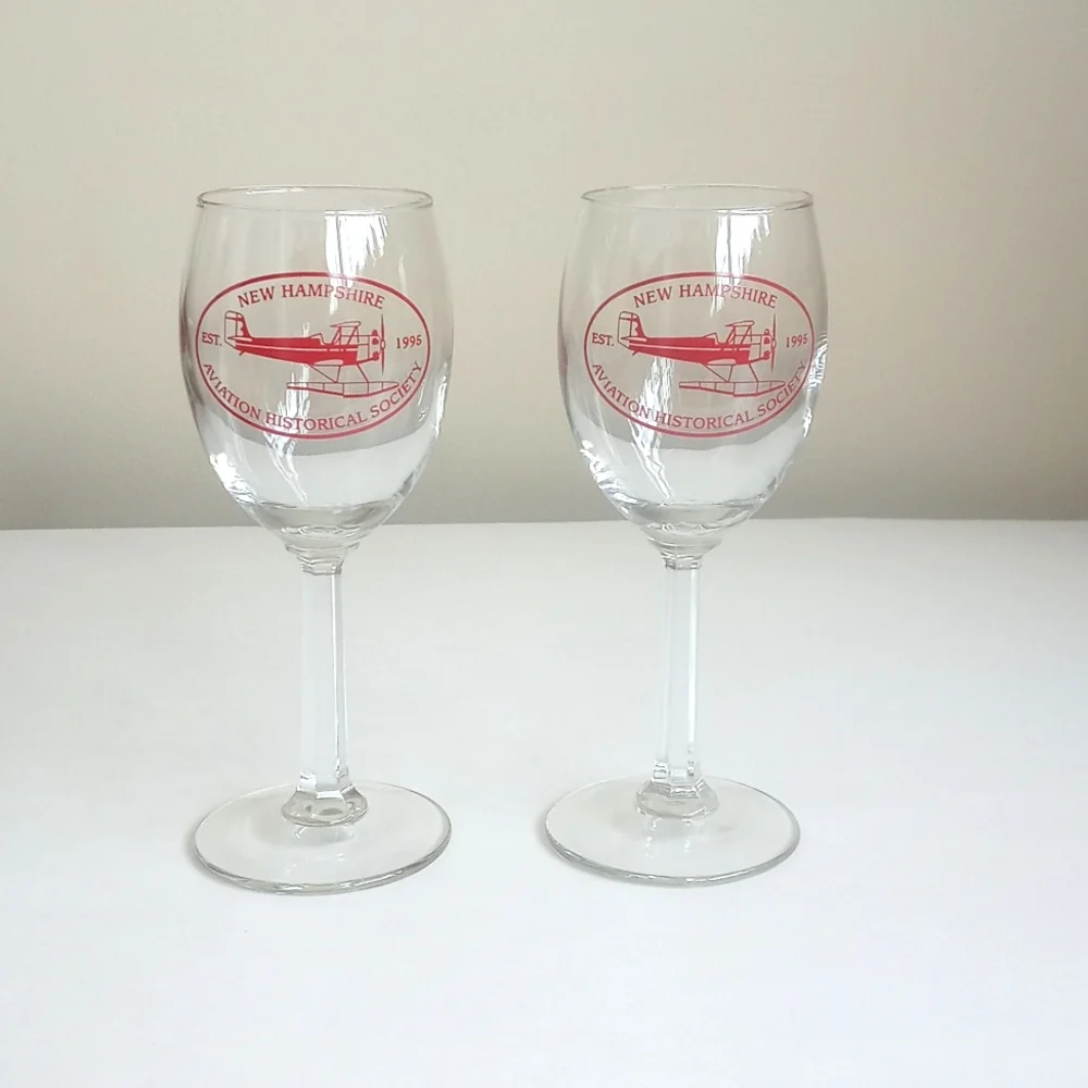 Vintage Aviation Wine Glasses Set of 2